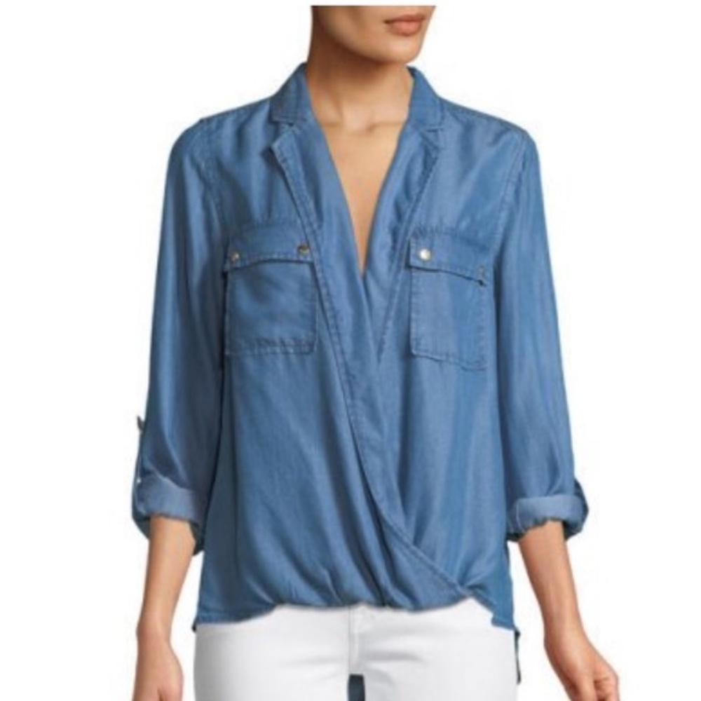 COPY - Michael Kors Chambray Faux Wrap Long Sleev…